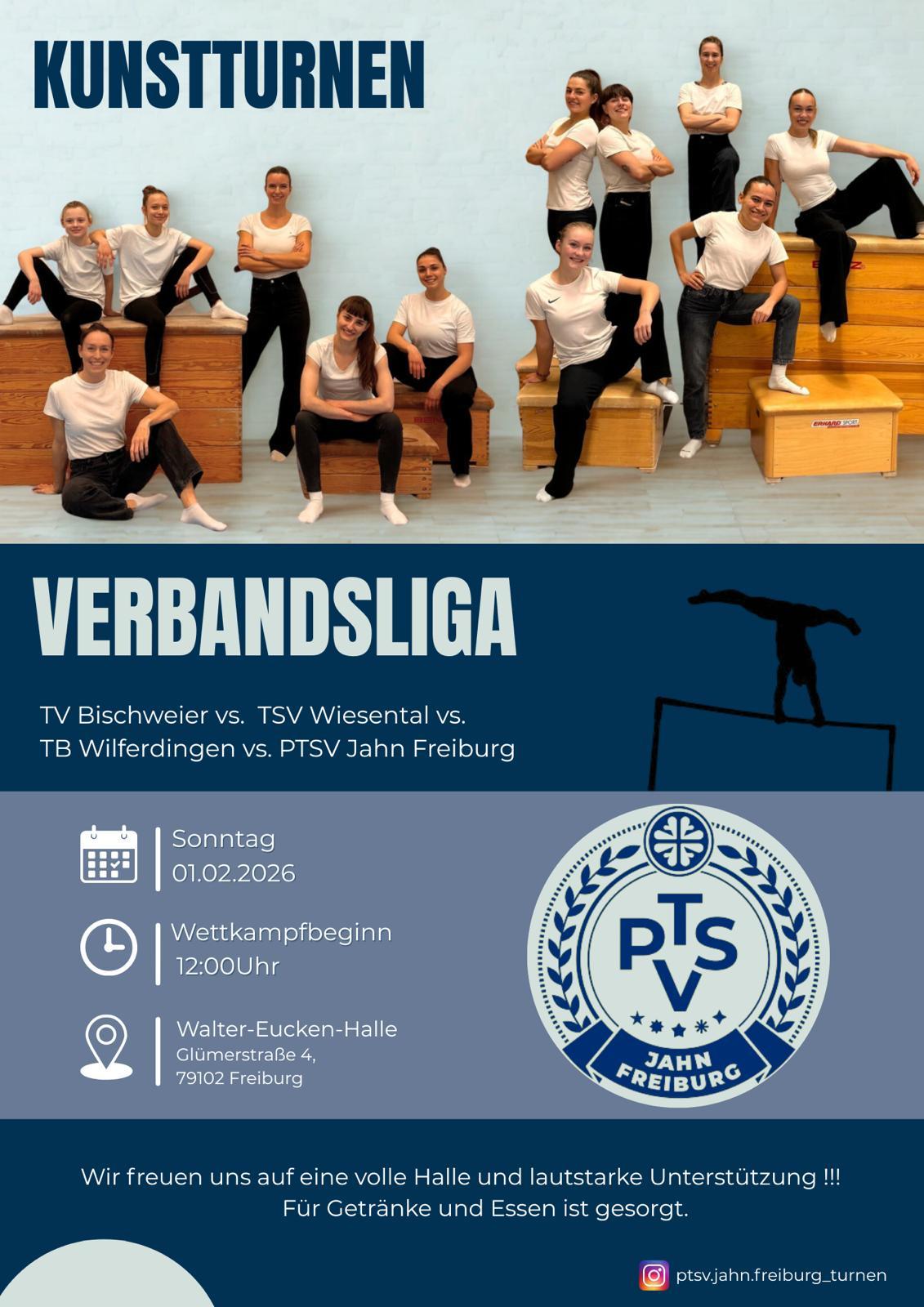 Plakat Verbandsliga Heimwettkampf 1.2.26, 12 Uhr, Sporthalle WEG Freiburg